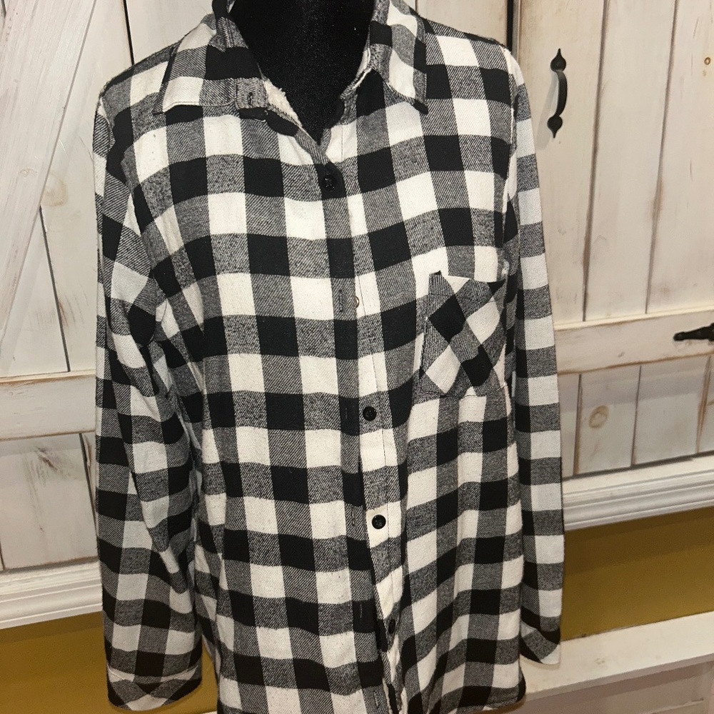 E. Luna Sherpa-Lined Flannel Checkered Shirt